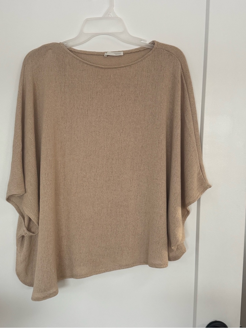 Lightweight Taupe Knit Poncho Top - Women